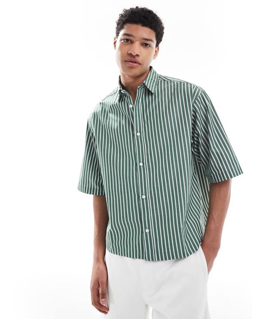ASOS Recht Gestreept Oversized Overhemd in het Green voor heren