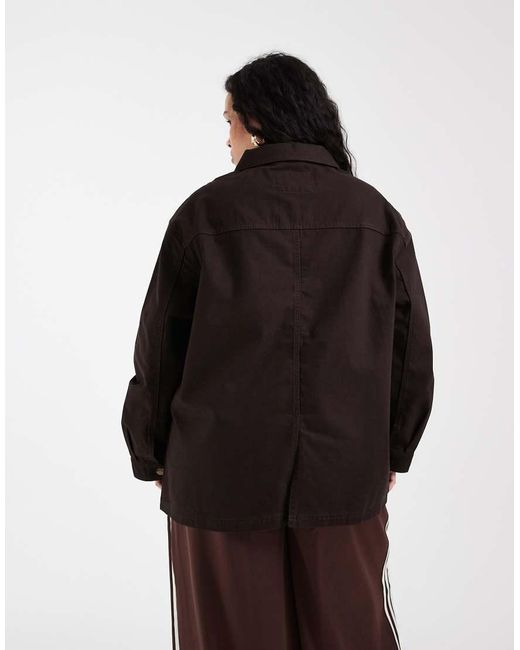 ASOS Black Asos Design Curve Oversized Cotton Harrington Jacket