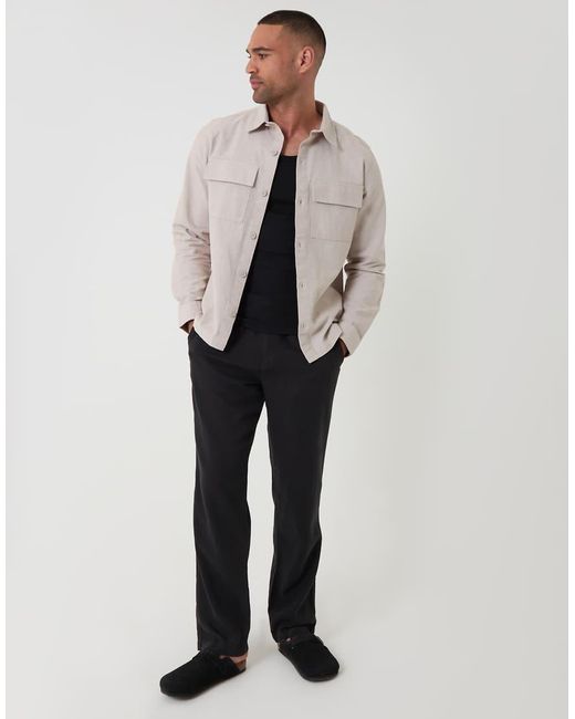 Threadbare Natural Linen Blend Lightweight Shacket for men
