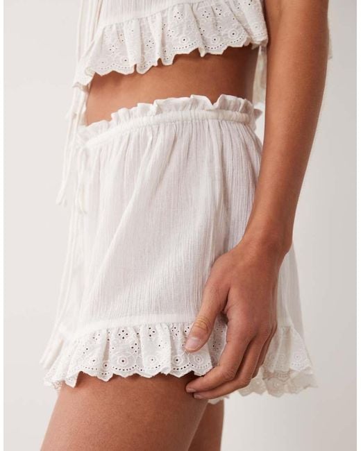 Miss Selfridge White Beach Frill Hem Detail Shorts