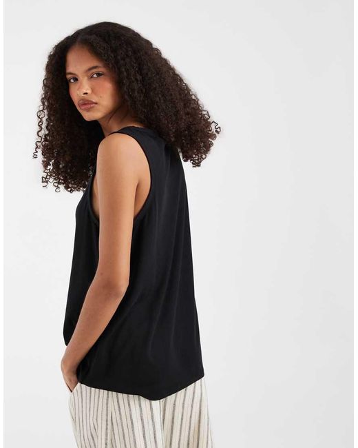 ASOS Black Breathemax Lyocell Slouchy Scoop Neck Vest