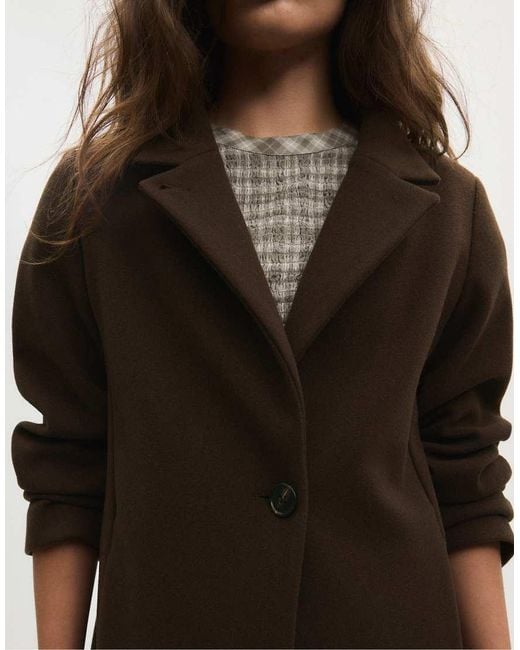 Stradivarius Brown Basic Soft-touch Coat
