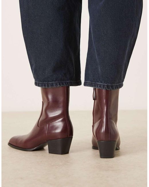 Mango Blue Square Toe Heeled Ankle Boot