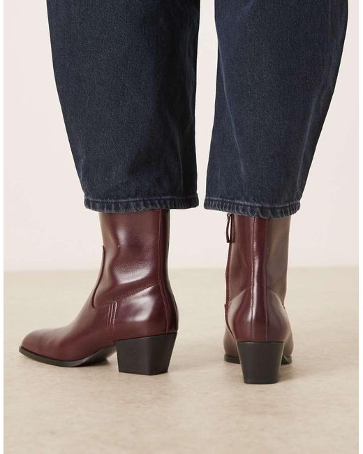 Mango Blue Square Toe Heeled Ankle Boot