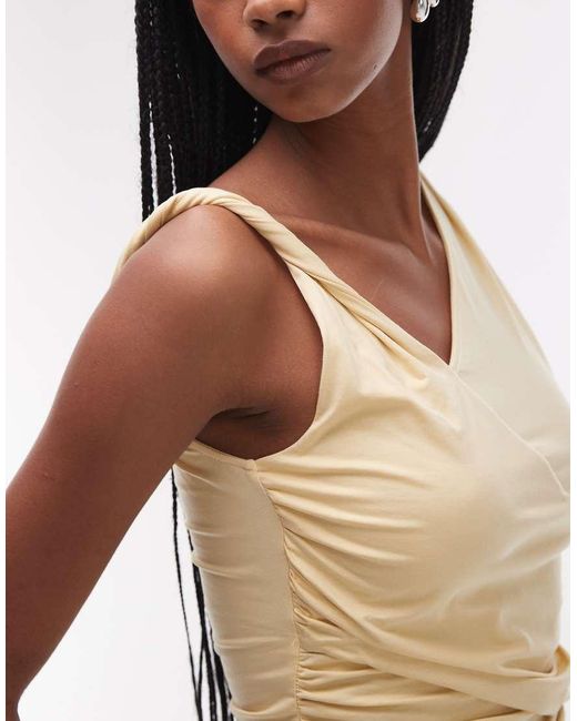 & Other Stories Black Jersey Top With Twist And Drape Detail
