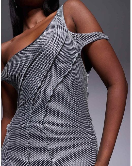 ASOS Maxi-Jurk Met Blote Schouder, Textuur En Naaddetails in het Gray