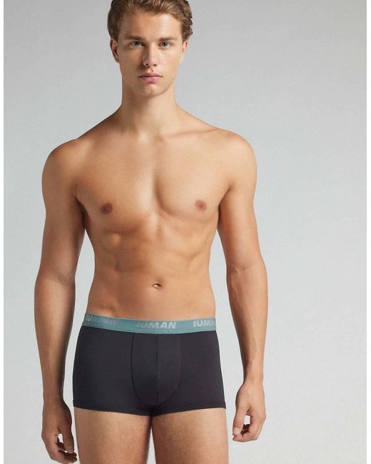 Intimissimi Blue Microfibre Boxers With Logo for men