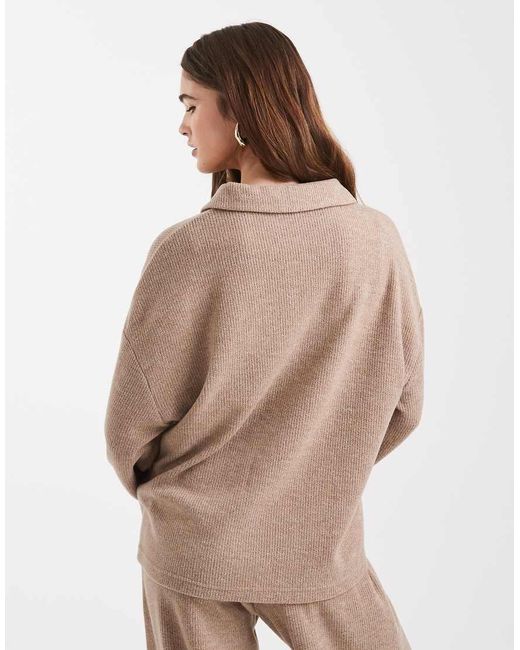 Miss Selfridge Natural Brushed Collar Sweat Co Ord