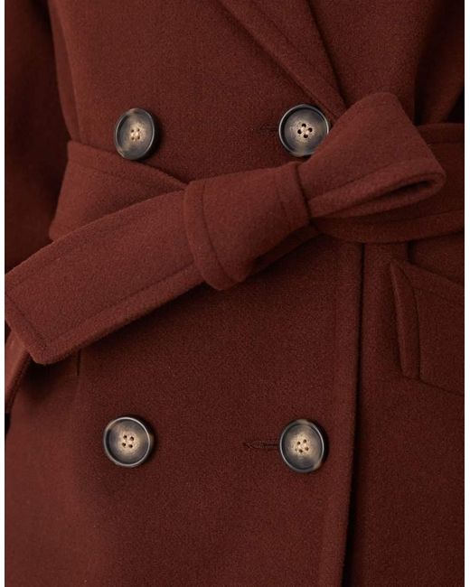 Miss Selfridge Brown Belted Wrap Formal Coat