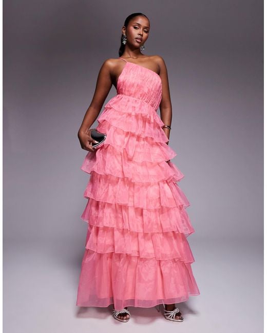 chinese dress ladies Rent ASOS DESIGN Petite Satin Plunge Drape Maxi Dress In Rose Pink