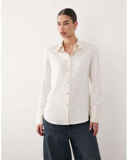 Mango White Satin Shirt