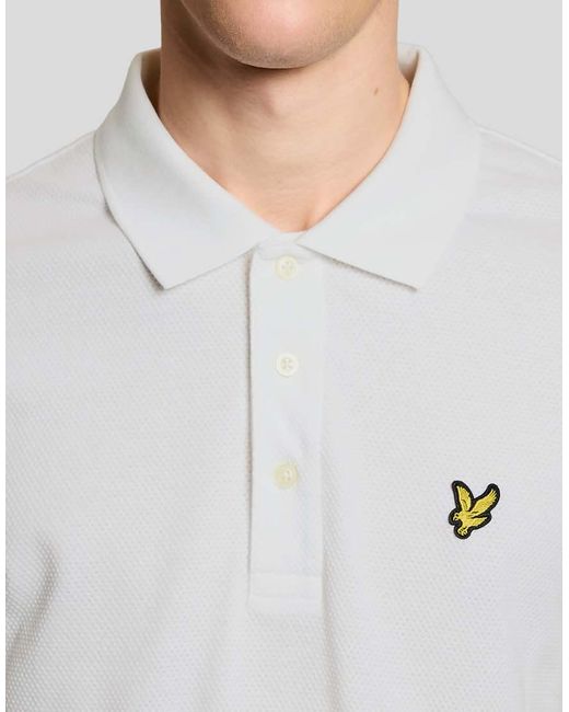 Lyle & Scott White Ss Polo Shirts Popcorn Jacquard Polo Shirt for men