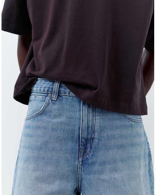Pull&Bear Blue baggy Relaxed Fit Denim Bermuda Shorts for men