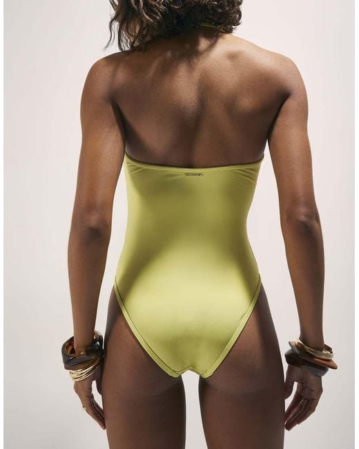 River Island Green Hibiscus Floral Print Sequin Swimsuit