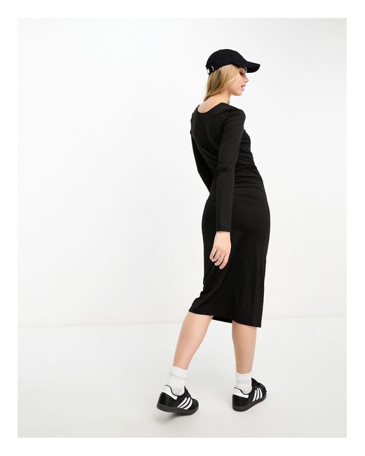 Vero Moda Black Square Neck Bodycon Midi Dress