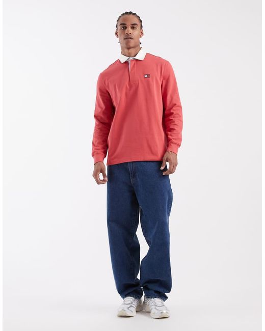 Tommy Hilfiger Red Badge Logo Relaxed Fit Rugby Shirt for men