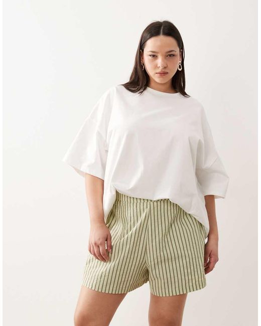 ASOS Natural Asos Design Curve Textured Pull On Flippy Shorts