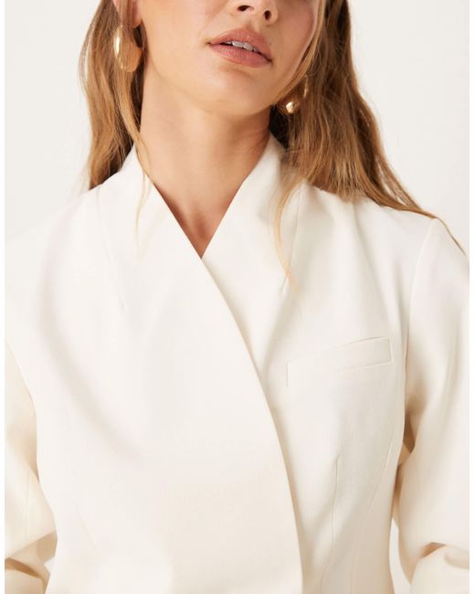 ASOS White Tailored Collarless Cocoon Sleeve Blazer