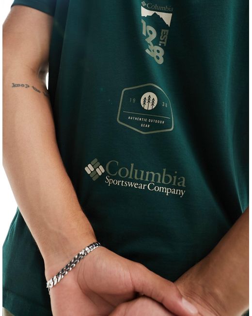 Skyline cruise - t-shirt scuro con stampa sul retro di Columbia in Green da Uomo