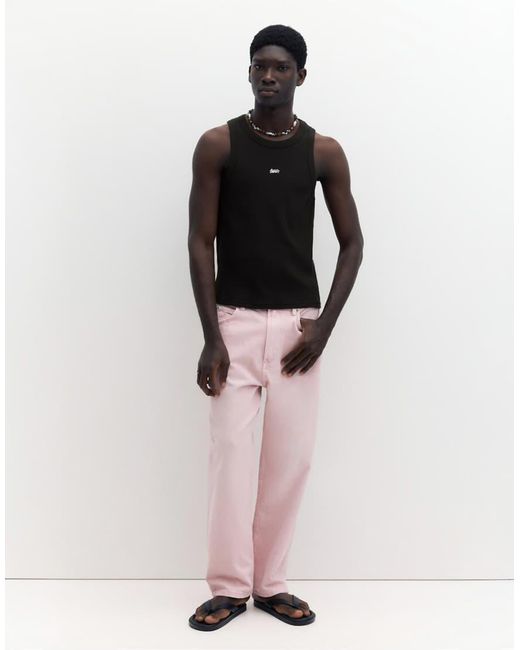 Pull&Bear Black Stwd Waffle Tank Top for men
