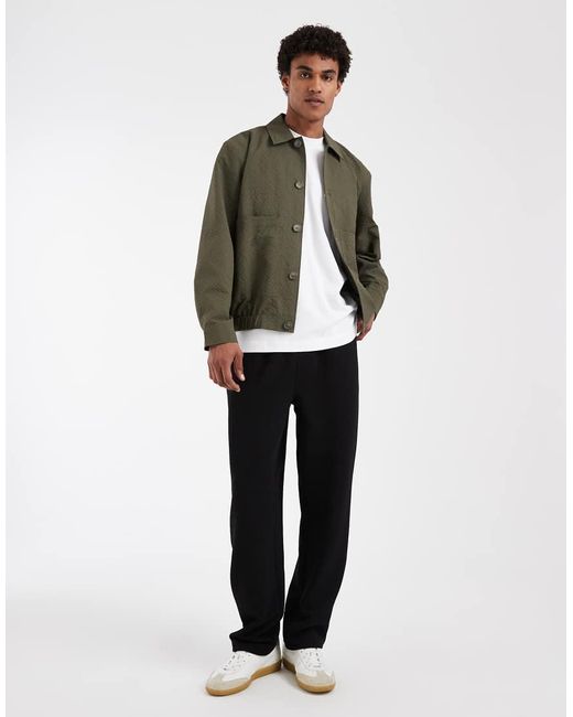 ASOS Green Textured Fabric Harrington for men