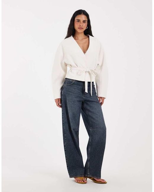 ASOS Blue Cropped Rounded Shoulder Blazer