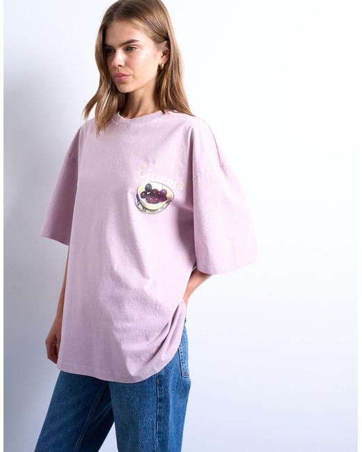 TOPSHOP White Graphic Ciliegia Back Print Oversized Tee