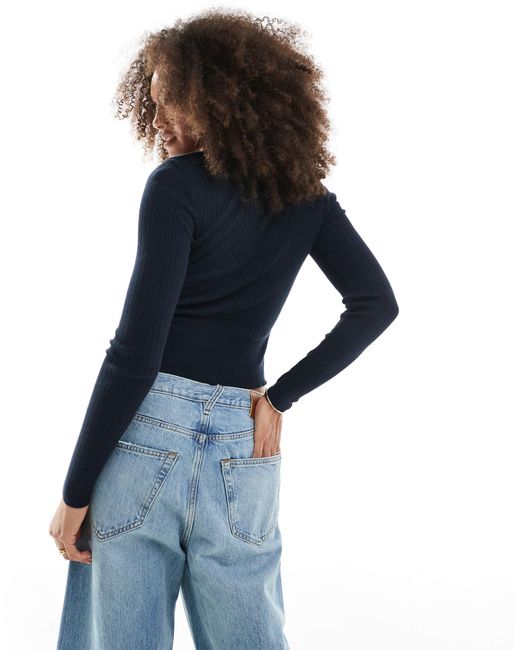 Superdry Blue – essential – langärmliges top
