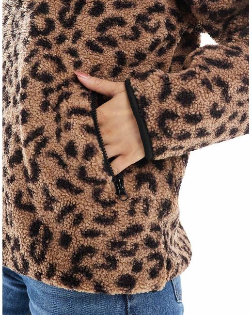 South Beach Brown Printed Borg 1/4 Length Jacket