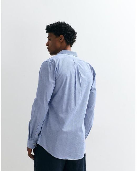 Polo Ralph Lauren Blue Icon Logo Fine Stripe Slim Fit Poplin Shirt for men