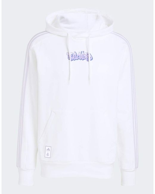 Sweat à capuche real madrid Adidas Originals pour homme en coloris White