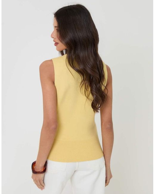 Threadbare Yellow Crew Neck Compact Knit Vest