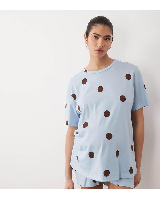 ASOS Blue Asos Design Maternity Oversized Tee And Shorts Pyjama Set