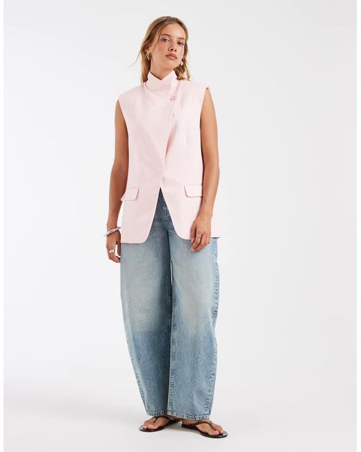 ASOS White Wrap Front Sleeveless Blazer
