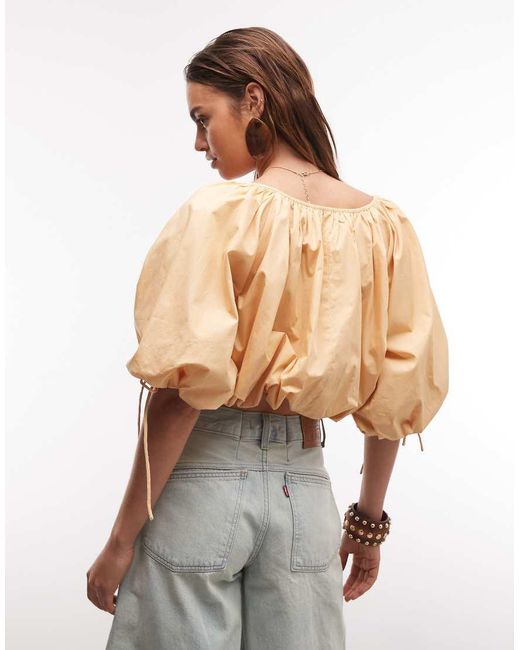 ASOS Orange Puff Sleeve Cropped Top