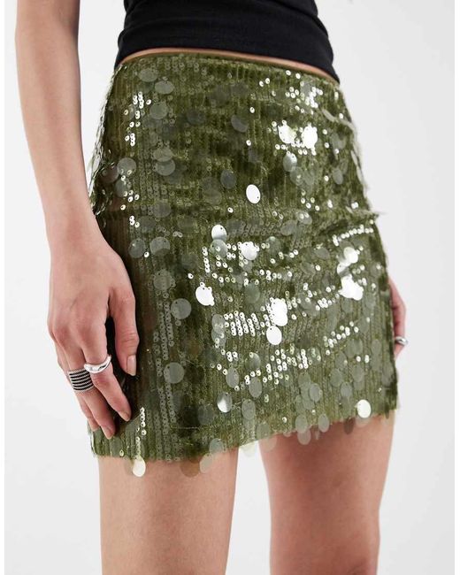 ASOS Green Mixed Sequin Mini Skirt