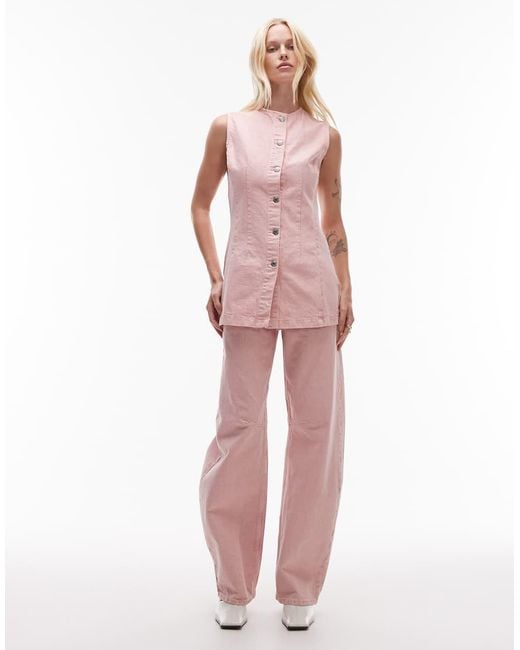 TOPSHOP Pink Barrel Mid Rise Jean