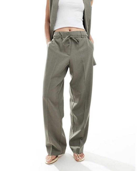 ONLY Green Straight Leg Tailored Trousers Co-Ord With String Detail