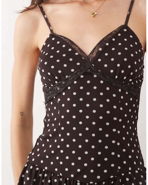 ASOS Natural Cami Mini Dress With Lace Detail