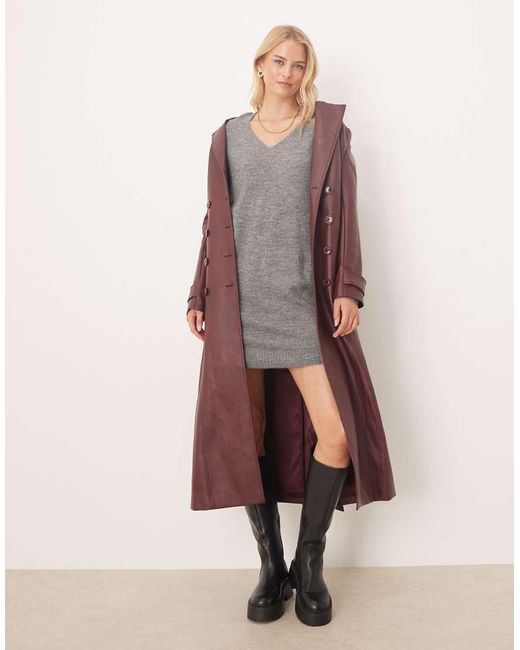 JDY Tall Gray V-neck Balloon Sleeve Knit Mini Dress