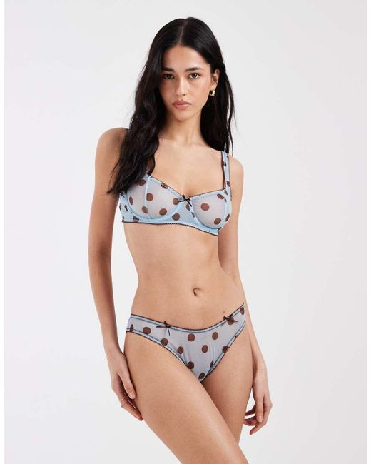 ASOS Black Astrid Sheer Mesh Polka Dot Underwire Bra