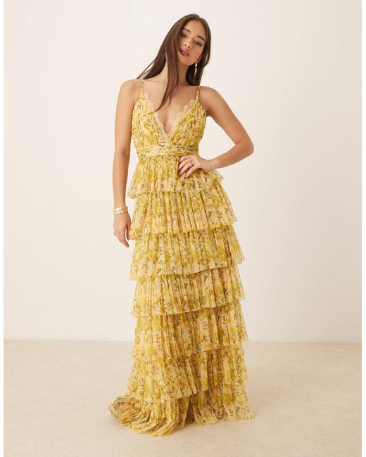 forever 21 floral lace dress Lace-Trim Satin Floral Maxi Dress PINK/MULTI / XS