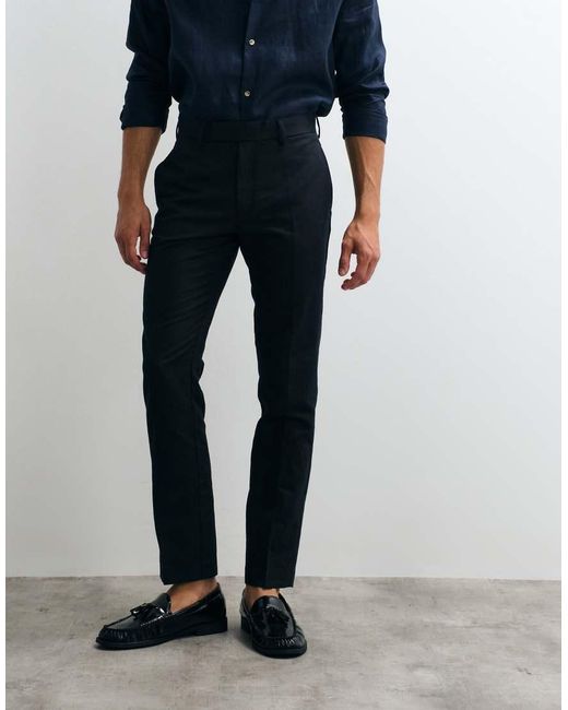 ASOS White Tailored Linen Rich Slim Trousers for men