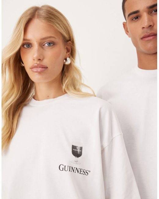 ASOS White Oversized Unisex T-shirt With Guinness Prints