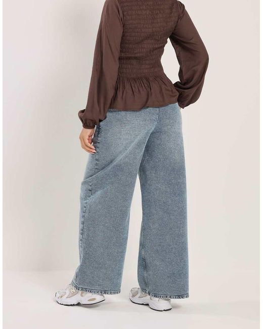 PixieGirl Blue Petite Pull On Wide Leg Jeans