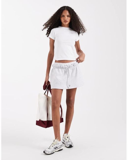 ASOS White Sweat Skort With Lace Trim Detail