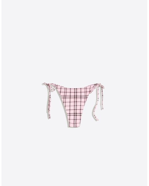 Bershka Brown Checked Bikini Briefs