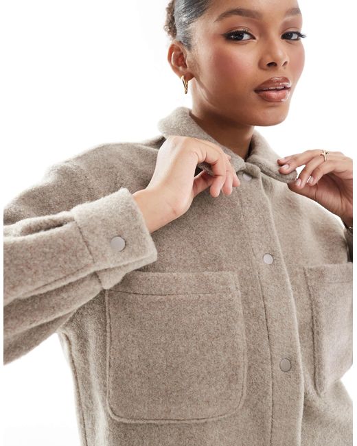 New Look Gray Cropped Knitted Shacket