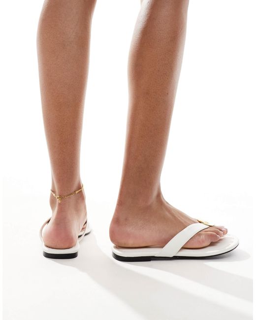 4th & Reckless White Gold Shell Embellished Faux Leather Flip Flop