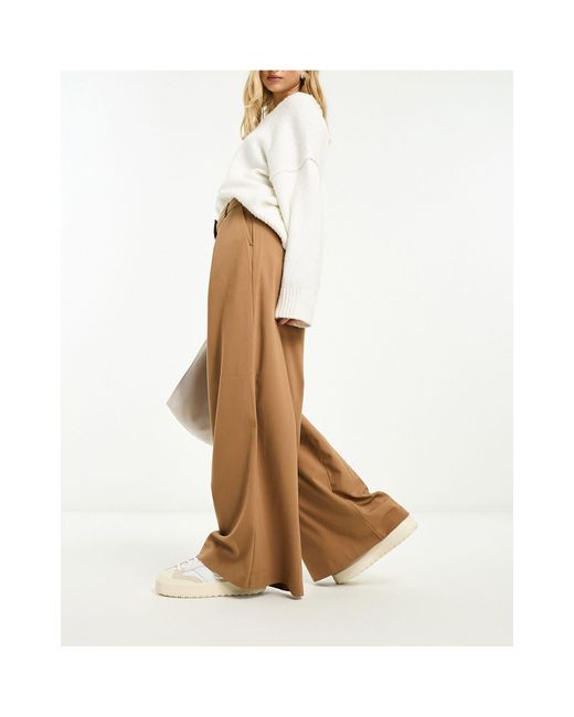 SELECTED White Femme Tailored Wide Leg Trousers With Pleat Front